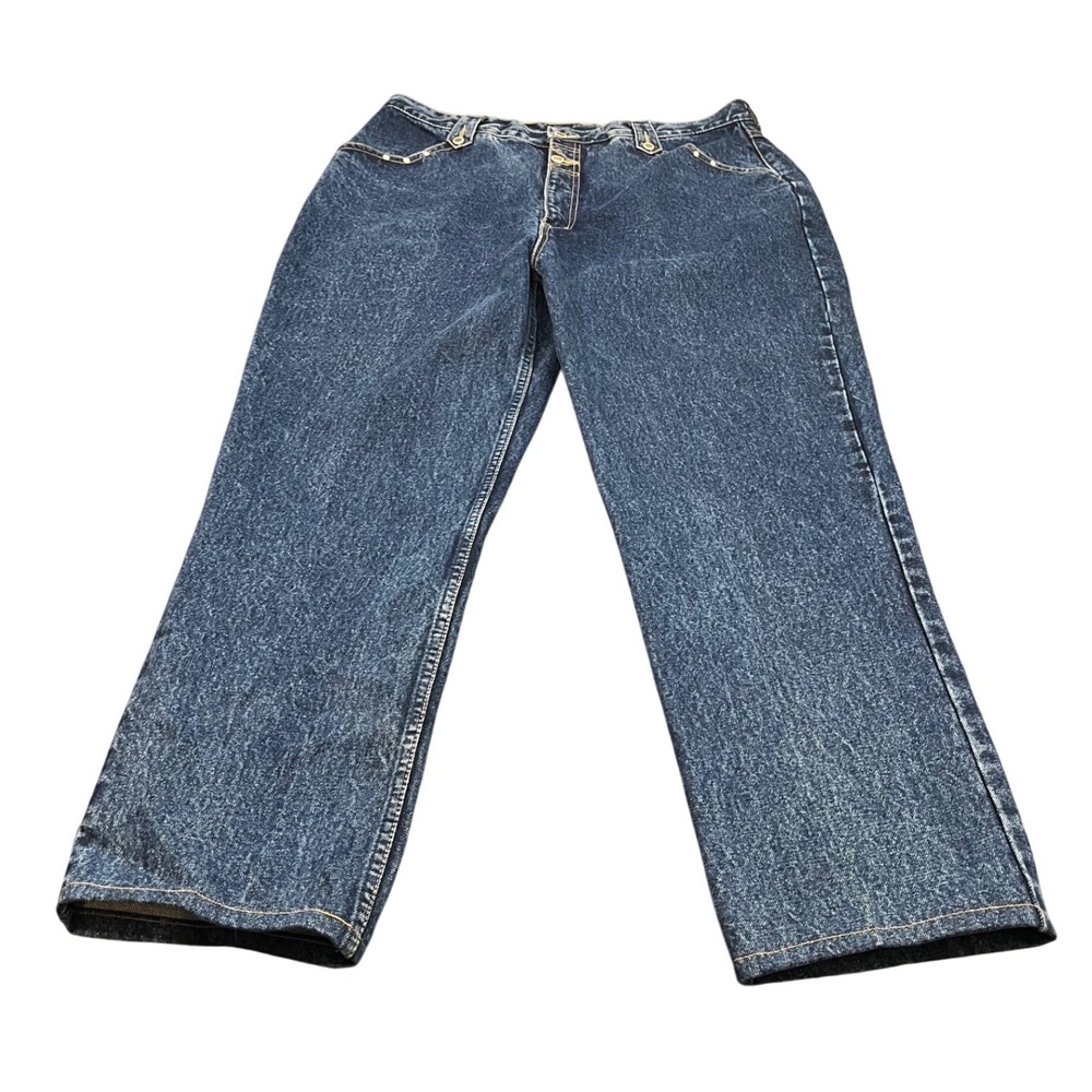 Lawman Western Jeans Womens 21/22 Blue Relaxed Fit High Rise Studded 90s Vintage